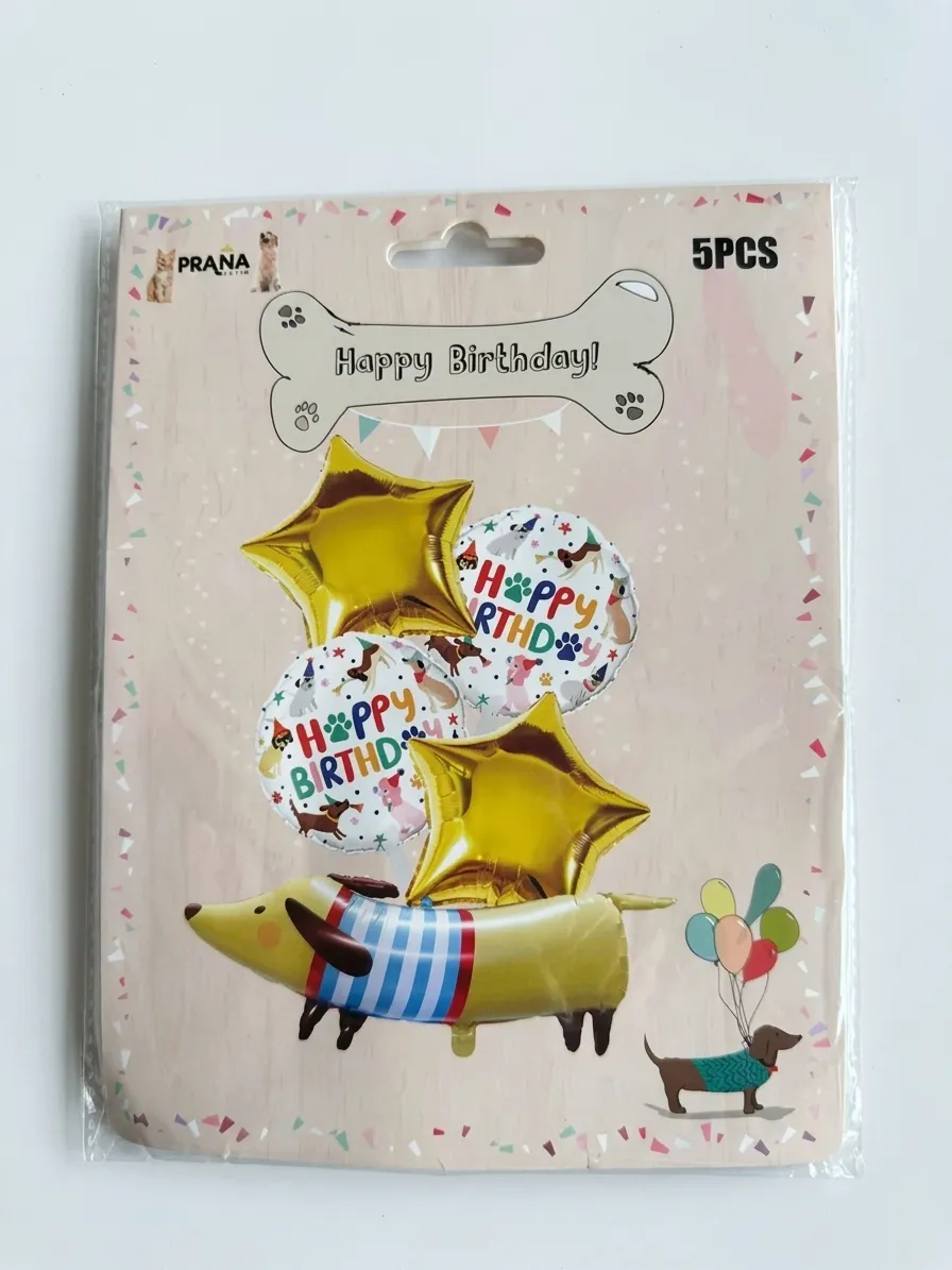 Kit Cumpleaños Perro Salchicha 5 Piezas