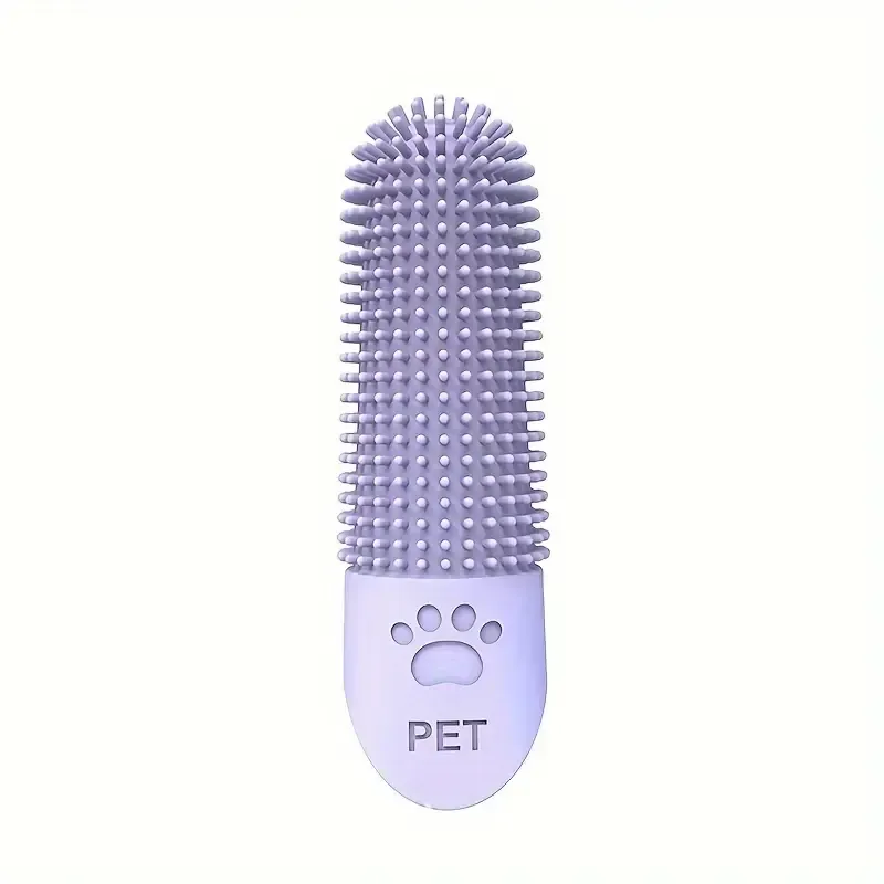 Cepillo De Dientes De Dedo Para Mascotas En Caucho - Morado